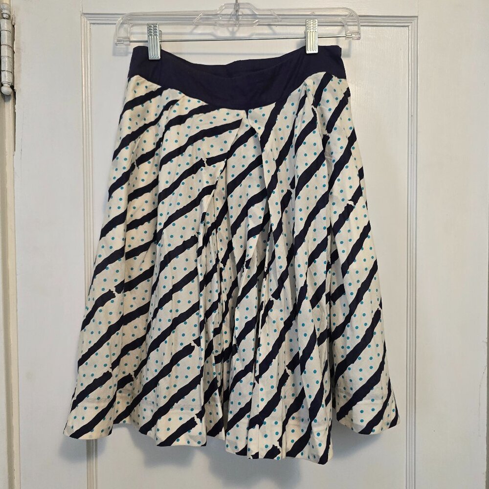 Anthropologie Edme & Esylltte striped polka dot a-line skirt, size 0